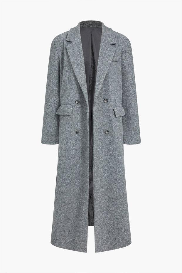 Solid Button Pocket Coat