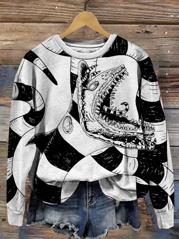 Classic Halloween Horror Sandworm Washed Sweatshirt