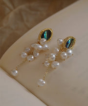 Original Design Gold Sterling Silver Alloy Pearl Tassel Drop Earrings