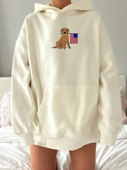 Crew neck embroided hoodie