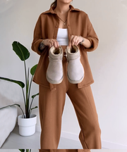 Casual Fleece Terry Two-Pieces Set