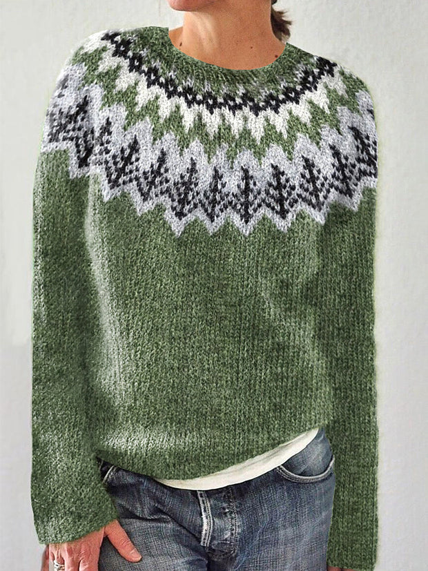 Vintage Forest Trees Cozy Knit Iceland Sweater