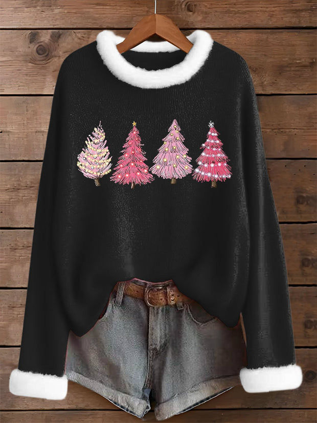 Women's Retro Christmas Tree Print Sweater