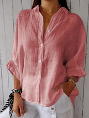 Women's Cotton & Linen Casual Tie-back Shirt