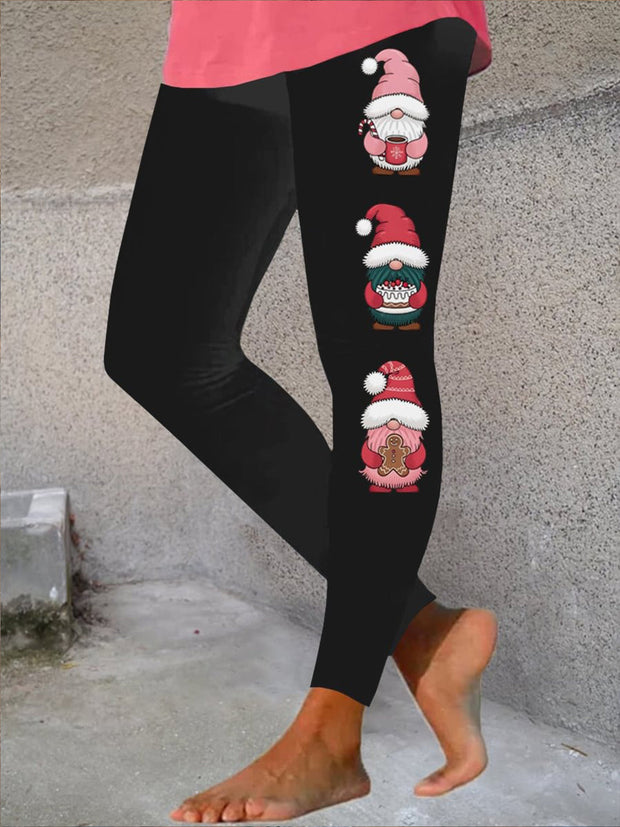 Christmas Gnome Print Casual  Leggings