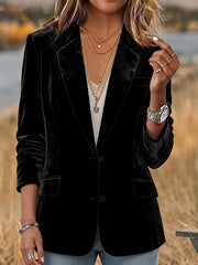Women's Casual Solid Color Velvet Blazer