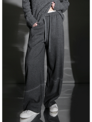 Wool Blend Drawstring Wide-Leg Pants – Color Block Casual Trousers for Women, Trendy Relaxed Fit Banana Pants for Autumn/Winter