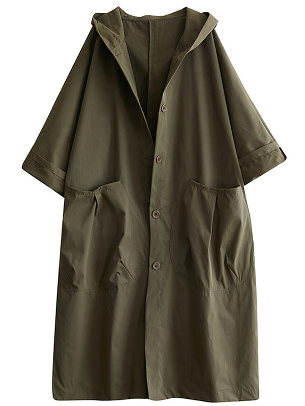 Original Solid Hooded Trench Coats