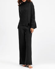 Loose Turtleneck Sweater and Wide-leg Pants Two-pieces Set