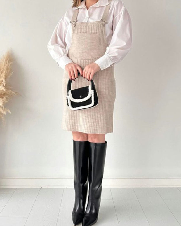 Casual knitted suspender dress