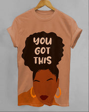 You Got This Letter Cartoon Print Crew Neck Short Sleeve Shirt