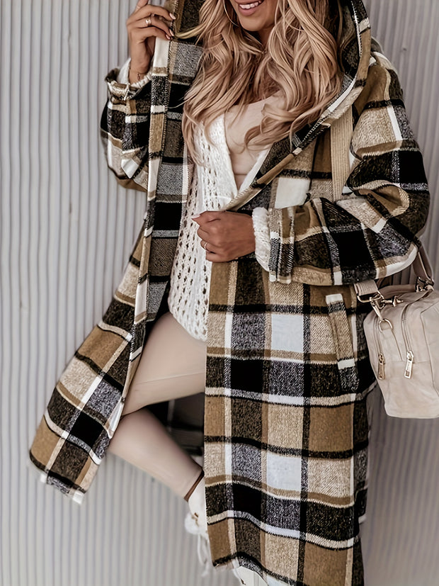 Autumn And Retro Winter Elegant Plaid Jacket Thin Coat