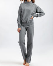 Versatile knitted top and casual pants two-piece set