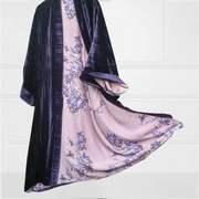 Casual Fashion Lining Printed Long Sleeve Kimono Duster