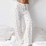 Colordate Blissful Hearts Women's Colorful Heart Print Long Sleeve Cotton Homewear Set
