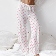 Colordate Sweetheart Dreams Women's Pink Heart Print Long Sleeve Cotton Homewear Set