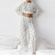 Colordate Women's Constellation Print Long Sleeve Cotton Homewear Set