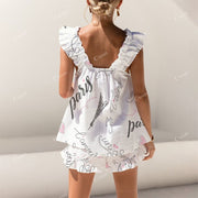 Paris Print Short Tank Top Shorts Pajama Set