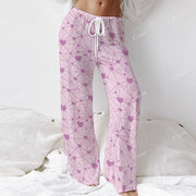 Colordate Amour Lavender Women's Purple Heart Print Long Sleeve Cotton Homewear Set