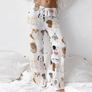 Colordate Women's Dog Print Long Sleeve Cotton Homewear Set