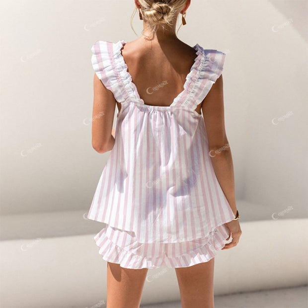 Sexy Swimsuit Print Short Tank Top Shorts Pajama Set