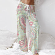 Colordate Women's Colorful Paisley Pattern Print Long Sleeve Cotton Homewear Set