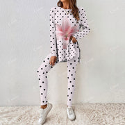 Colordate Women's Lily And Polka Dot Prints Long Sleeve Suit