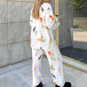 Colordate Gift Puppy Print Loungewear Set For Women