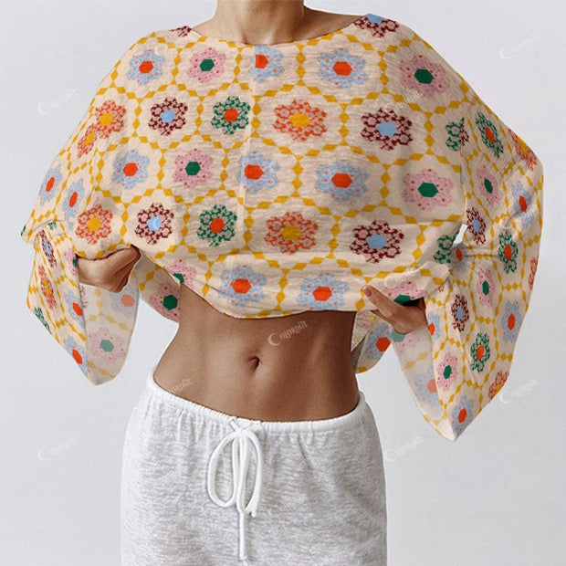 Colordate Women's Pattern Printing Long Sleeve Cotton Homewear Set