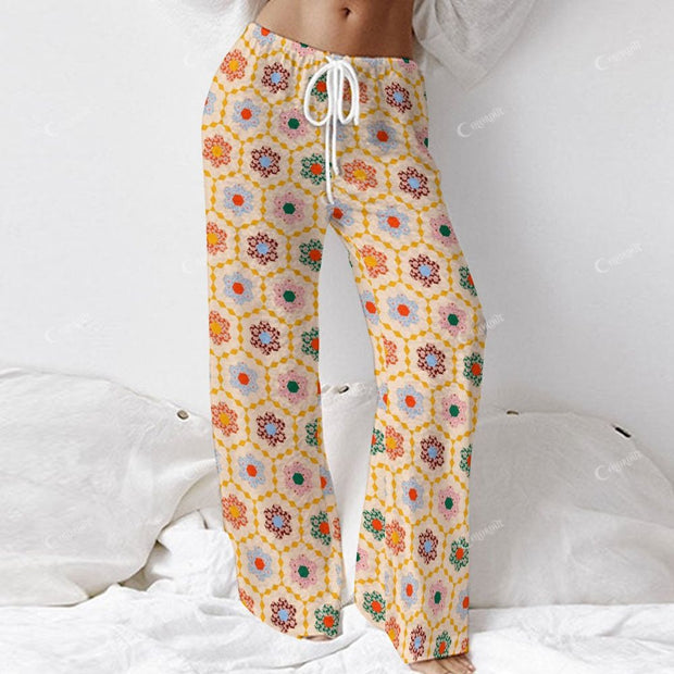 Colordate Women's Pattern Printing Long Sleeve Cotton Homewear Set