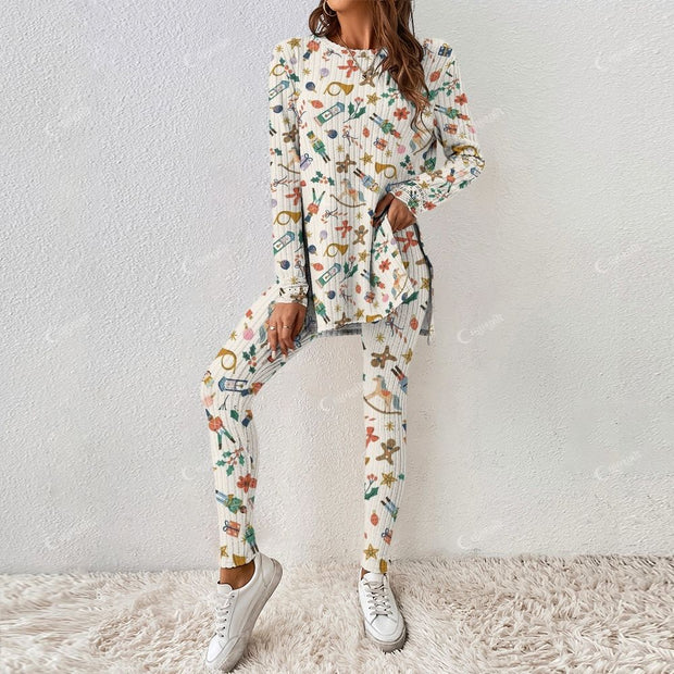 Christmas Nutcracker Pattern Women's Long Sleeve Suit