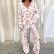 Colordate Christmas Pattern Print Loungewear Set For Women