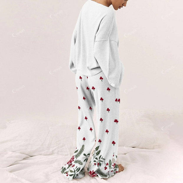Christmas Tree Pattern Women's Print Long Sleeve Pajama Set