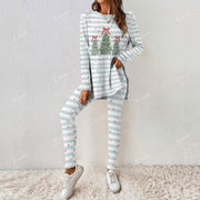 Women's Christmas Polka Dot Tree Long Sleeve Suit