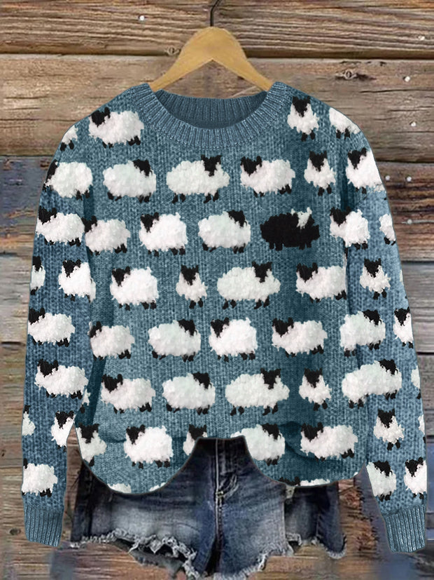 Vintage Fuzzy Sheep Fleece Knit Cozy Sweater