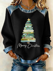 Women's Retro Christmas Tree Print Sweatshirt