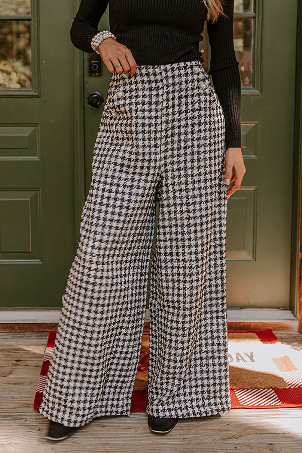 Autumn And Retro Winter Elegant Plaid Loose Wide-leg Pants Trousers