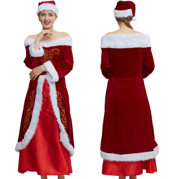 New Christmas Traditional Chinese Suits for Old People Thickened Long-Sleeved Christmas Clothing Adult Female Party Clothing Christmas Skirt