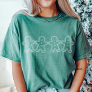 Christmas  Gingerbread Man Washed Cotton Crew Neck T-Shirt