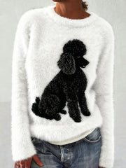 Women's Dog Pattern Warm Plush Pullover Sweater