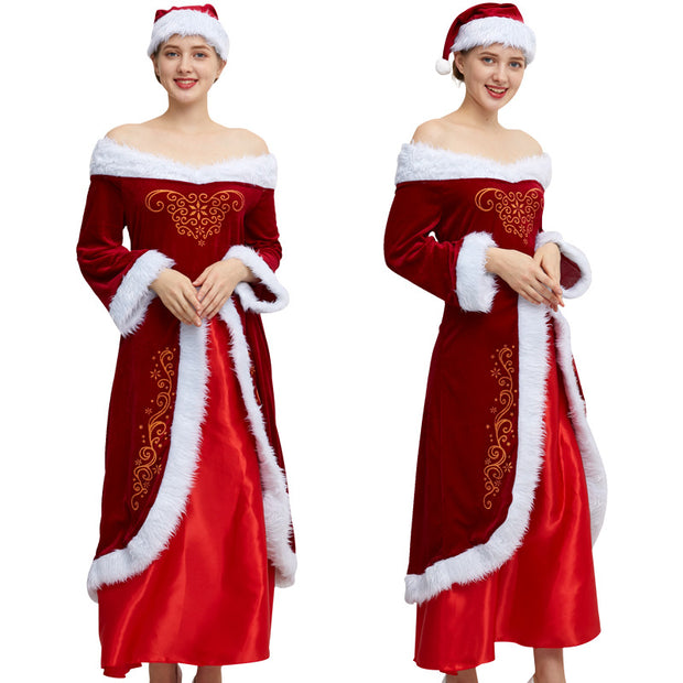 New Christmas Traditional Chinese Suits for Old People Thickened Long-Sleeved Christmas Clothing Adult Female Party Clothing Christmas Skirt