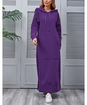 Autumn Winter New Loose Velvet Casual Fashion Big Pocket Knitted Hooded Maxi Dress