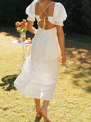 Puff sleeve v nevk dress