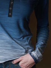 Indigo Ombre Long Sleeve Henley