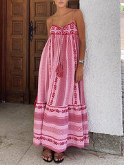 Ethnic Style Crochet Patchwork Slip Maxi Dress