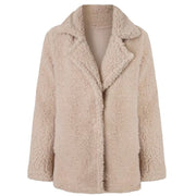 Plush Coat Lapel Solid Color Long Sleeve Cardigan Coat