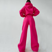 Two-piece Women's Hooded Pocket Sweater Suit