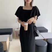 Square Collar Waist Loose Long A-Line Maxi Dress