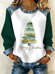 Women's Retro Christmas Tree Print Sweatshirt