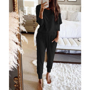 Casual Loose Solid Color Long-sleeves Knitted Set